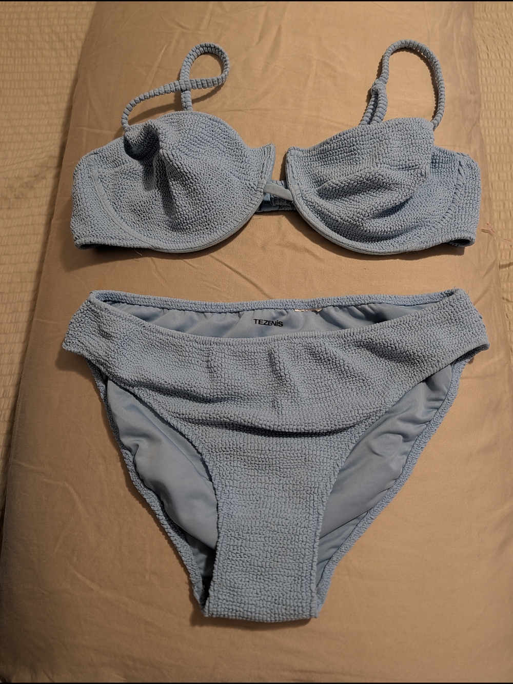 Light Blue Textured Bikini Set